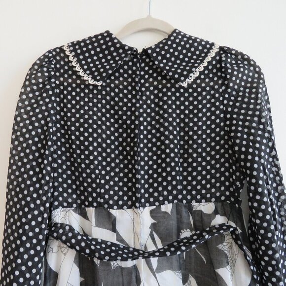 VINTAGE PANTEL 70's Prairie Peasant Cottagecore Floral Polka Dot Maxi Dress - Picture 13 of 16